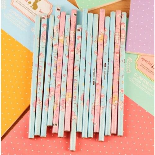 10 pcs/lot girl Fresh for Student Supply School Cute Wooden Pencil