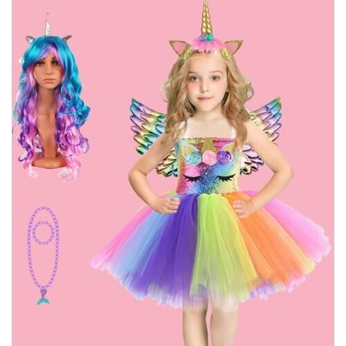 Kids Unicorn Dress for Girls Flower Ball Gown Baby Girl Princess Dresses for Party Christmas Costumes Children Clothing
