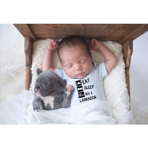 Eat Sleep Hug a Labrador Print bodysuit Newborn Short Sleeve jumpsuit Baby Girls Boys outfit baby Original Clothing