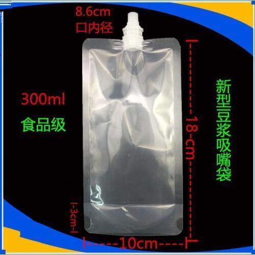 DHL 10*18cm 300ml 500Pcs/ Lot Liquid Empty Plastic Doypack Spout Bag Party Drinking Jelly Stand Up Clear PE Spout Pack Pouch