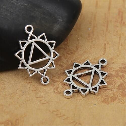 DoreenBeads Fashion Zinc Based Alloy Yoga Healing Connectors Flower Silver Color Agnya/ Ajna Jewelry DIY Findings, 50 PCs