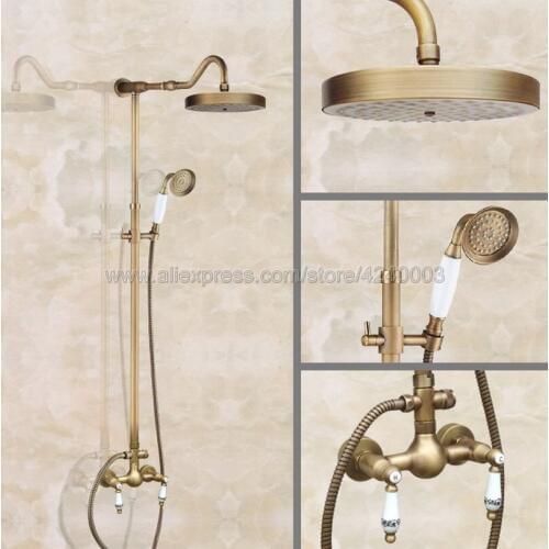 Bathroom Rainfall Shower Faucet Set Mixer Tap With Hand Sprayer Wall Mounted Bath Shower Sets Double Handle Kan509