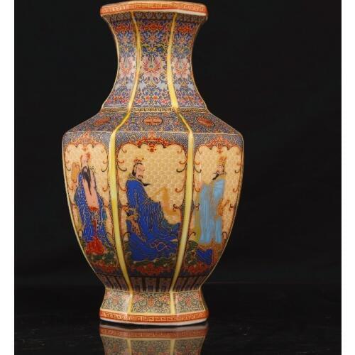 Enamel in Yongzheng Year of the Qing Dynasty Golden Eight Immortals Crossing the Sea Antique Porcelain and Antique Porcelain