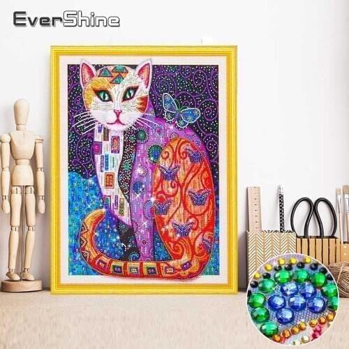 Evershine 5D DIY Diamond Mosaic Cat Animals Special Shape Diamond Embroidery Full Set Diamond Painting Cross Stitch Home Decor