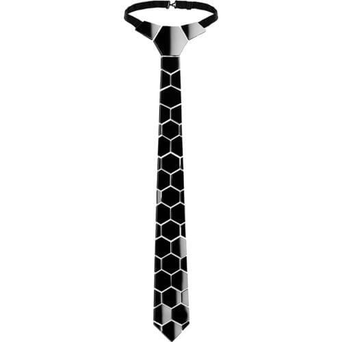 Instagram Brand Handmade Glossy Black Necktie Hexagonal Men Ties Luxury Wedding Groom Fashion Accessory Bling Bling Cravatte