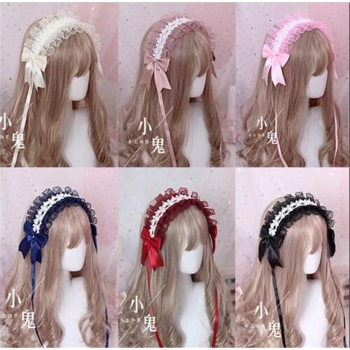 Angel Cupid Kawaii Bow Lace Hair band Lolita Headwear Cosplay Sweet Lolita Handmade Princess Hair Accessory B452