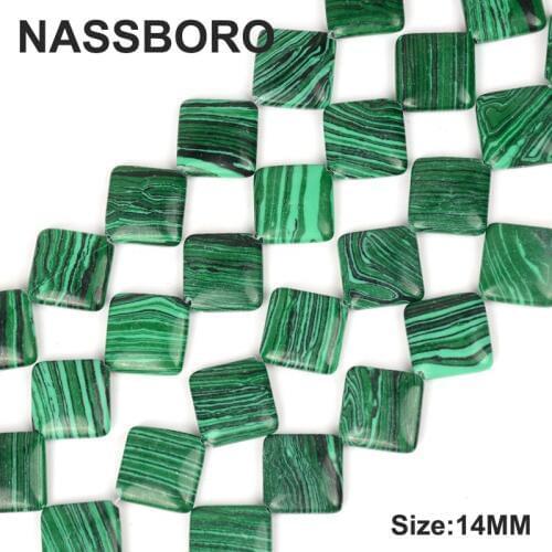 Square Green Malachite Peacock Natural Stone Spacer Beads For Jewelry Making DIY Accessories Wholesale Stone Bracelet Handmade