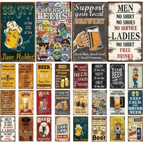 Ice Cold Beer Served Here Drink Beer Metal Poster Vintage Rust Style Tin Sign Bar Pub Restaurant Wall Signs Decor Plate Plaques