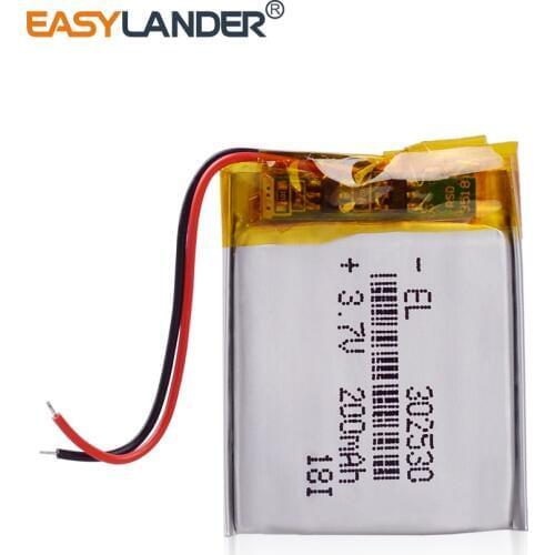 302530 3.7V 200mah Lithium polymer Battery For recorder player Batteries chain alarm accu HS in a mp3 player DVR navigator