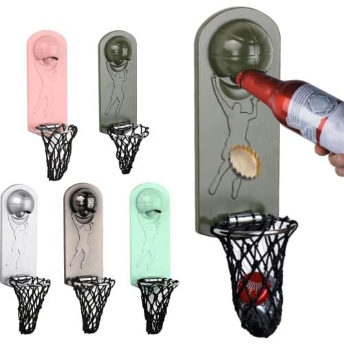 Multifunction Bottle Opener With Pocket Wall Mount Basketball Opener Wine Beer Opener Creative Magnet Kitchen Gadget