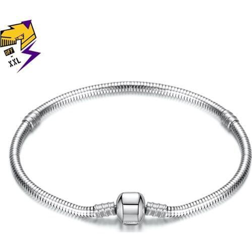Snake Chain Link Bracelets Silver Plated Stainless Steel Bracelets&Bangles for Men Women Fashion DIY Jewelry Accessories