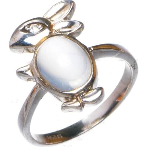Natural Cat Eye Rabbit Handmade 925 Sterling Silver Ring 6.75 D1137
