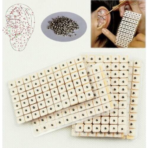 600pcs Disposable Press Needle Ear Seeds Acupuncture Vaccaria Plaster Bean Massagee Multi-Condition Ear Seed Acupressure Kit