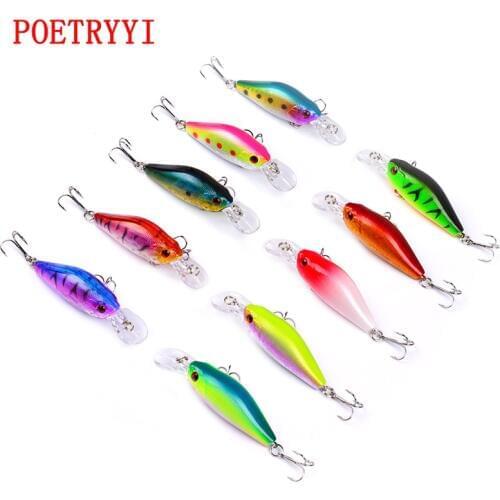 POETRYYI Minnow Fishing Lure 70mm 8g 3D Eyes Crankbait Wobblers Artificial Plastic Hard Bait peche Fishing Tackle 30