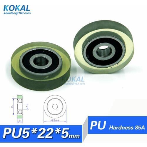 [PU0522-5]Free shipping 10PCS flat type drawer guide TPU PYC soft 625RS ball bearing roller wheel 5*22*5mm 0522T