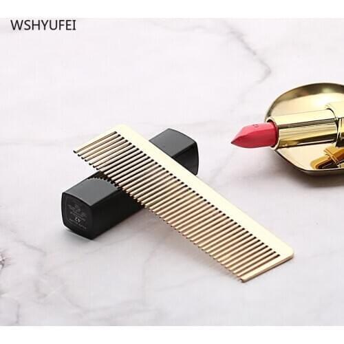 Home Nordic gold comb simple metal makeup comb smooth and delicate portable composite noble ancient comb shooting props