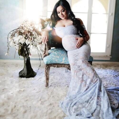 Maxi Gown Women Sexy Photo Shoot Photography Props Clothing Slit-Front Pregnant Maternity Dresses For Pregnancy Pregnant Clothe