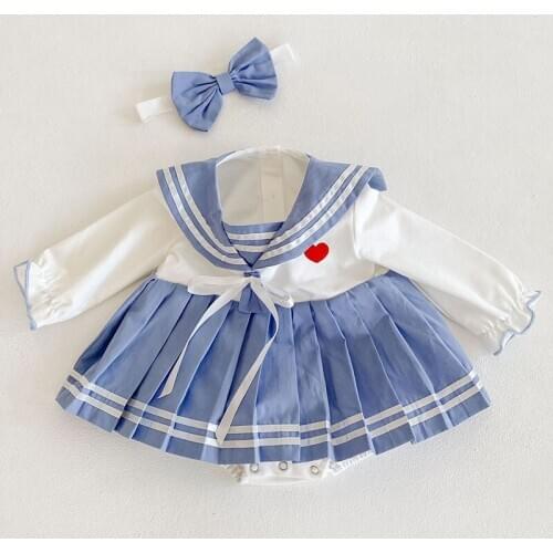 Spring Autumn Infant Baby Girls Loving Heart Bowknot Bouffancy Rompers Hair Band Clothing Kids Girl Long Sleeve Rompers Clothes