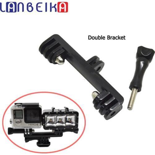 LANBEIKA Flash Light Stand Double Bracket Bridge Connector Adapter Monopod Tripod For SJCAM SJ4000 SJ5000 Gopro Hero 9 8 7 6 DJI
