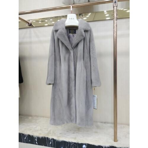 Mink fur coat female whole long suit collar long-sleeved mink fur outwear