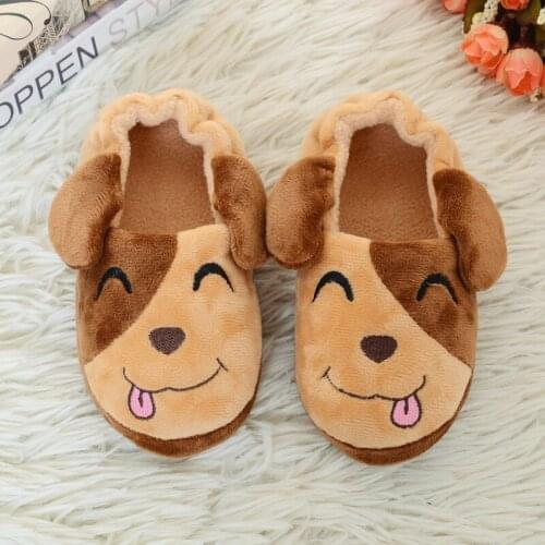 Baby Slippers Winter Children Boys Girls Cute Cartoon Puppy Slipper Kids Indoor Non-slip Fur Warm Shoes Child Home Floor Shoes