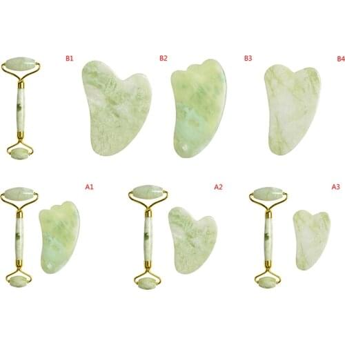 Facial Massage Roller Guasha Board Double Heads Natural Jade Stone Face Lift Body Skin Relaxation Slimming Beauty Thin Lift Tool