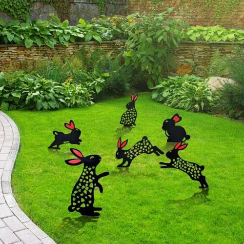 Rabbit Yard Decor Lawn Stakes Gardening Ornaments Acrylic Black Black Chicken Art Gardening Gift Yard Decor Art Creative
