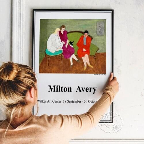 1983 Milton Avery Vintage Exhibition Poster, Women Sat Chatting Canvas Painting, Nordic Classic Retro Art Living Room Wall Decor