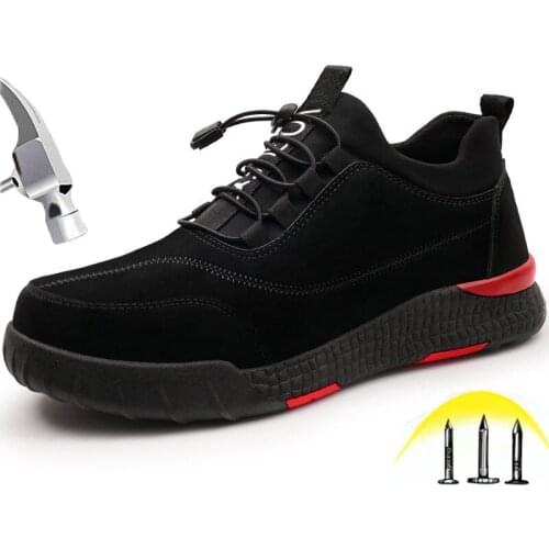 Safety Shoes For Men Steel Toe Puncture Proof Leather Casual Industrial and Construction Indestructible Work Protective Shoes