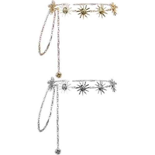 Gothic Punk Women Skinny Belt Vintage Harajuku Boho Metal Sun Pendant Charm High Waist Chain Beach Party Body Jewelry