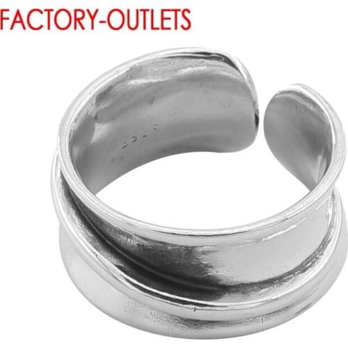100% Authentic 925 Sterling Silver Fashion Simple Style Arc Shape Open Size Finger Ring For Women Party New Years Jewelry