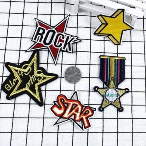 1pc parches EMBLEM Iron On Military Patch Embroidered Star Applique Sewing Clothes Stickers Badges Patches Tshirt Punk Style