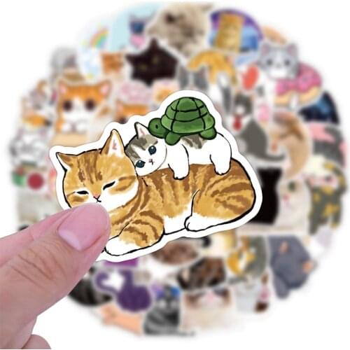 10/50PCS Kawaii Cat Stickers Decal for Girl Cute Cartoons Animal Sticker To Suitcase Stationery Fridge Water Bottle Guitar