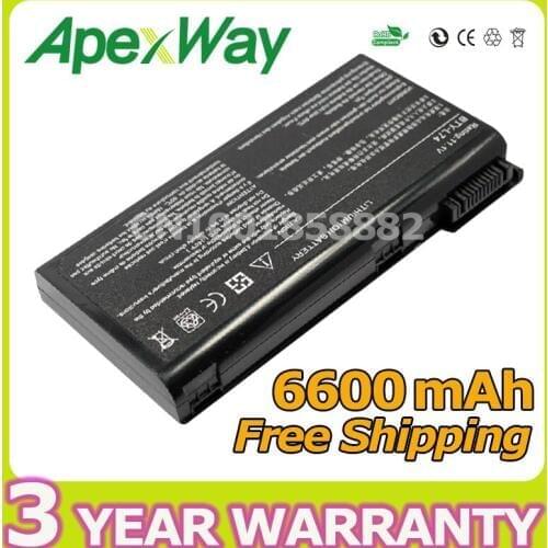 Apexway 6600mAh laptop battery For MSI A5000 CR600 A60000 CX700-027US CX700-053US CX700-090BE 91NMS17LD4SU1 bty-l74 BTY-L75
