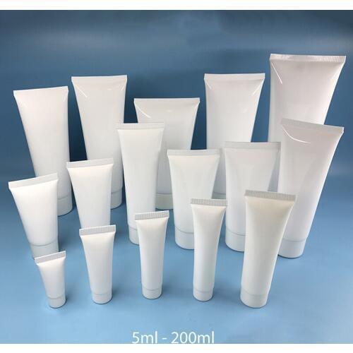 120-200ml White Plastic Squeeze Bottle Shampoo Lotion Cream Empty Soft Tube Refillable Cosmetics Facial Cleanser Bottles