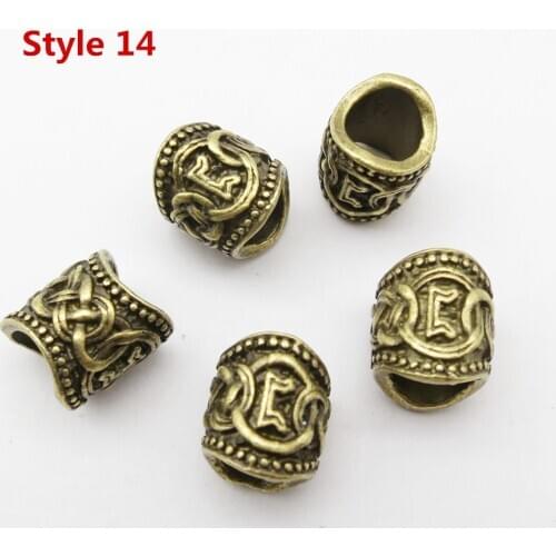 5pcs Bronze Viking rune Hair Braid Dread Dreadlock beard Beads rings Tubes For men women Hair Accessories
