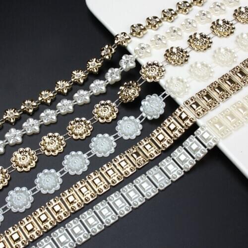 Resin Rhinestone Chain Yard Rhinestones Single Row Plating Gold Rhinestone Crafts Sewing Handmade Craft Clothing Accessories