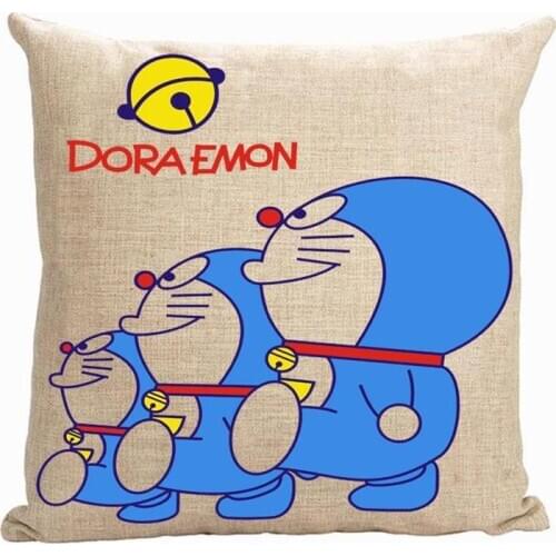 Doraemon pillow cover, cute Japanese creative cartoon Animation Doraemon cat small bell throw pillow cover pillowcase