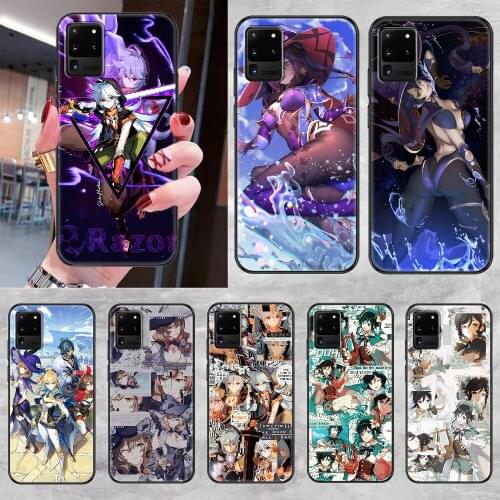 Genshin Impact Game Phone case For Samsung Galaxy Note 4 8 9 10 20 S8 S9 S10 S10E S20 Plus UITRA Ultra black 3D cell cover