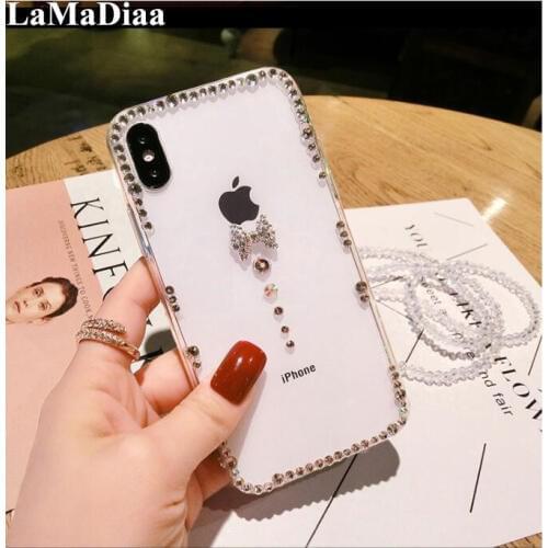 For Xiaomi Redmi5 6 4X 5A 6A 8A Note 4 5 6 7 8 Pro 4X 5A Fashion Glitter Cute Bow Crystal Rhinestone Phone Case Soft Back Cover