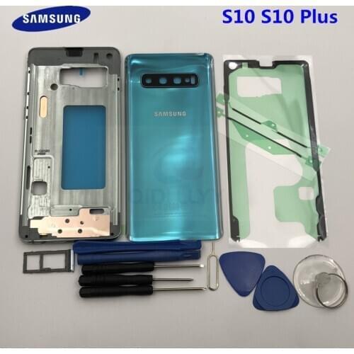 Original Full Housing Case Back Cover Glass Middle Frame for Samsung Galaxy S10 Plus G975 G975F S10 G973 G973F Complete Parts