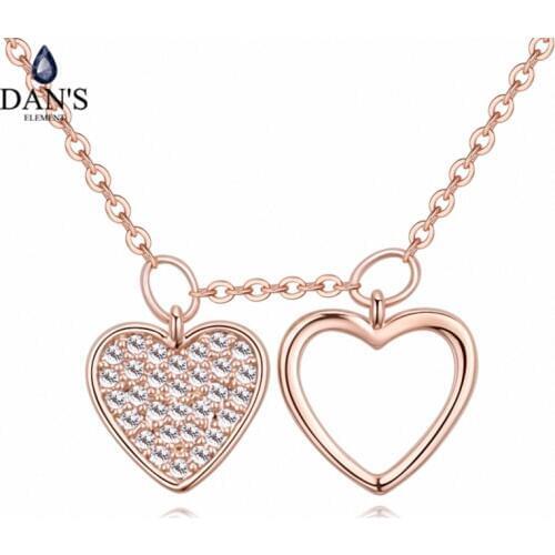 DANS Element Brand 3 Colors Real Austrian Crystals Fashion Water Drop Tassel Pendant Necklace for Women Valentine Gift 128643