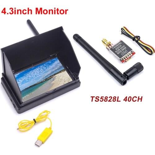 FPV 4.3inch 48CH LCD 480 x 272 Wireless Receiver Monitor built-in battery TS5828L 40CH 600mW For RC Drone