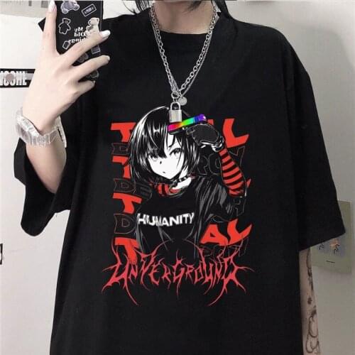 Harajuku TShirt Aesthetic Gothic Punk cartoon Short Sleeve O-Neck Tops Women dropshipping summer loose oversize street clothes
