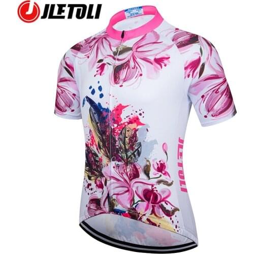 JLETOLI Pro Cycling Jersey Women Summer Breathable Bicycle Clothing Shirt Quick Dry Bike Jersey MTB Clothes Maillot Ciclismo