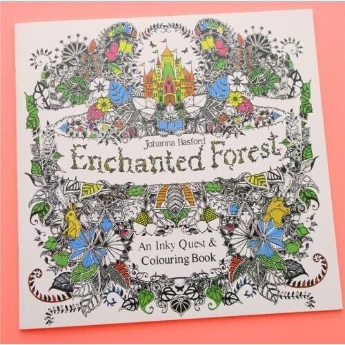 24 Pages Enchanted Forest English Edition Coloring Book for Children Adult Relieve Stress Kill Time Painting Drawing Book