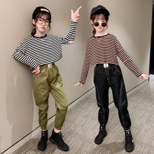 Baby Girl Clothes Set Childrens Fashion Striped T-shirt Long Pants Suit Spring Autumn Toddler Girls Outfits Clothes 6 8 10 Year