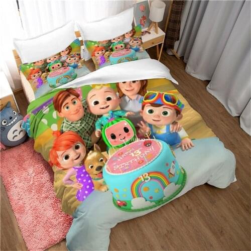 3D Cartoon Digital Print Bedding Set Cute Baby Decorative Down Quilt Covers and Pillowcases Bedding Home Textile