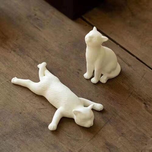 LUWU ceramic teapets cute cat white tea play chinese tea set decoration