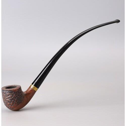 MUXIANG 8.9/22.6cm Rosewood Enchased Tobacco Pipe 3mm Filter Long Handle Reading Stem Churchwarden Smoking Pipe with 10 Tool Kit